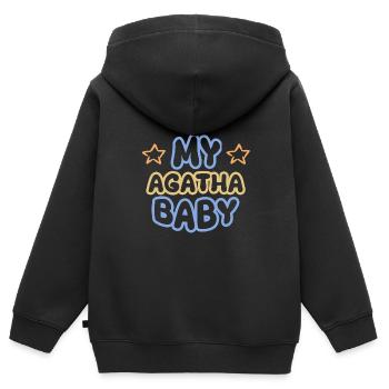 Cadeau pour Agatha - Sweat Premium à capuche zippé enfant bio - noir - Dos - AI Model Kid Male (0cm)
