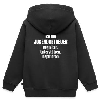 Jugendbetreuer Begleiten Unterstützen Inspirieren. - Kinder Premium Organic Zip Hoodie - Schwarz - Hinten - AI Model Kid Male (0cm)