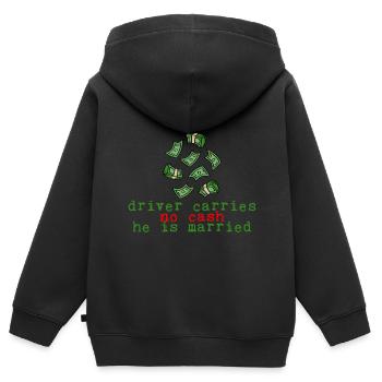 Driver Carries No Cash He Is Married 2 - Kinder Premium Organic Zip Hoodie - Schwarz - Hinten - AI Model Kid Male (0cm)