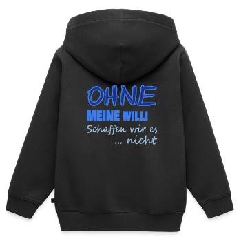 willi - Kinder Premium Organic Zip Hoodie - Schwarz - Hinten - AI Model Kid Male (0cm)