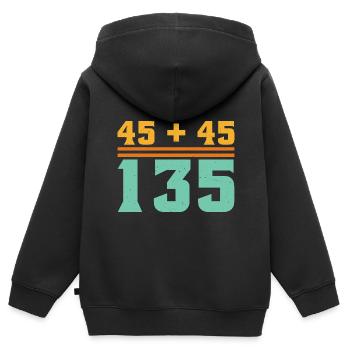 45 + 45 = 135 5 - Kinder Premium Organic Zip Hoodie - Schwarz - Hinten - AI Model Kid Male (0cm)