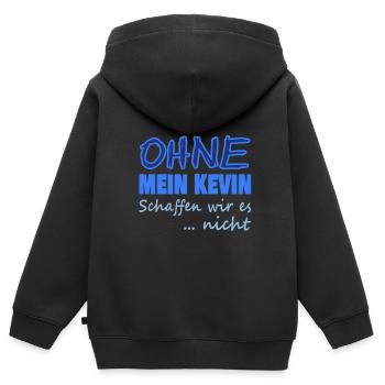 kevin nicht - Kinder Premium Organic Zip Hoodie - Schwarz - Hinten - AI Model Kid Male (0cm)