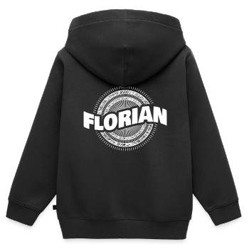 Geschenkidee Florian - Kinder Premium Organic Zip Hoodie - Schwarz - Hinten - AI Model Kid Male (0cm)