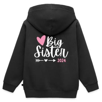 Ich werde große Schwester 2024 Herz Loading Süß - Kinder Premium Organic Zip Hoodie - Schwarz - Hinten - AI Model Kid Male (0cm)