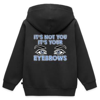 Ce n’est pas toi, c’est tes sourcils 4 - Sweat Premium à capuche zippé enfant bio - noir - Dos - AI Model Kid Male (0cm)