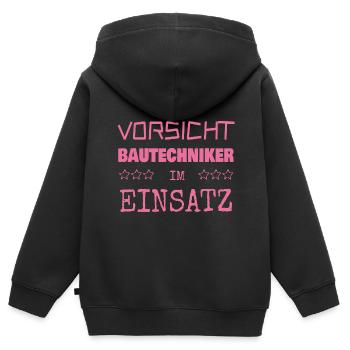 Nomination en tant que technicien en construction - Sweat Premium à capuche zippé enfant bio - noir - Dos - AI Model Kid Male (0cm)