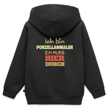 Peintre sur porcelaine comme profession - Sweat Premium à capuche zippé enfant bio - noir - Dos - AI Model Kid Male (0cm)