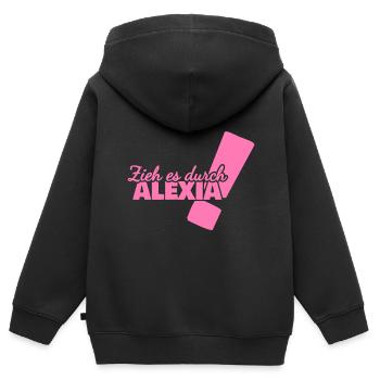 Vorname Alexia - Kinder Premium Organic Zip Hoodie - Schwarz - Hinten - AI Model Kid Male (0cm)