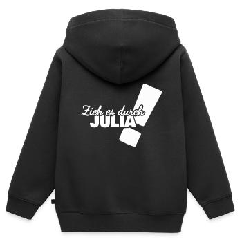 Geschenk für Julia - Kinder Premium Organic Zip Hoodie - Schwarz - Hinten - AI Model Kid Male (0cm)