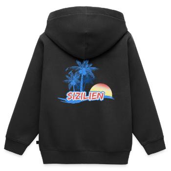 Cadeau pour la Sicile - Sweat Premium à capuche zippé enfant bio - noir - Dos - AI Model Kid Male (0cm)