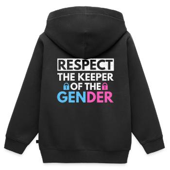 Gender Reveal Design für eine Gender-Hüterin - Kinder Premium Organic Zip Hoodie - Schwarz - Hinten - AI Model Kid Male (0cm)