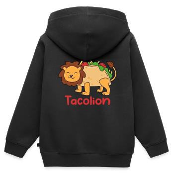 Cuisine mexicaine Fiesta Taco Tacolion - Sweat Premium à capuche zippé enfant bio - noir - Dos - AI Model Kid Male (0cm)