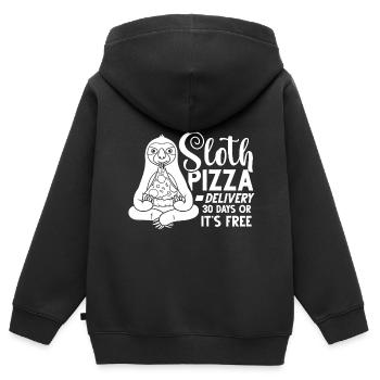 Faultier Pizza Lieferung Pizzeria Italienisch - Kinder Premium Organic Zip Hoodie - Schwarz - Hinten - AI Model Kid Male (0cm)