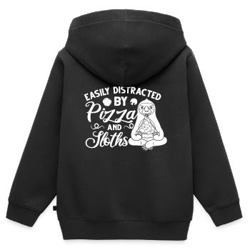 Faultier Pizza Lieferung Pizzeria Italienisch - Kinder Premium Organic Zip Hoodie - Schwarz - Hinten - AI Model Kid Male (0cm)