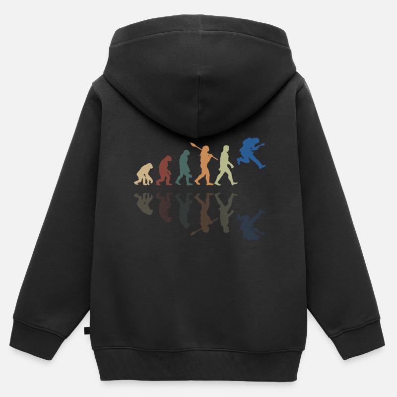Human Evolution Guitar Band Retro Vintage - Kinder Premium Organic Zip Hoodie - Schwarz