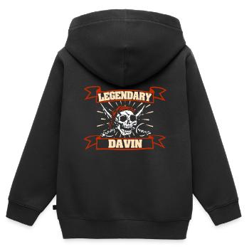 Pirat Davin - Kinder Premium Organic Zip Hoodie - Schwarz - Hinten - AI Model Kid Male (0cm)