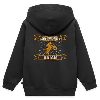 Biker Brian - Kinder Premium Organic Zip Hoodie - Schwarz - Hinten - AI Model Kid Male (0cm)