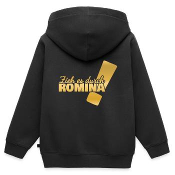 Aufgeben für Romina Vorname Durchhalten - Kinder Premium Organic Zip Hoodie - Schwarz - Hinten - AI Model Kid Male (0cm)