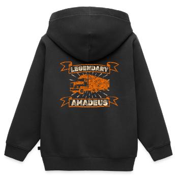 Geschenk für Amadeus - Kinder Premium Organic Zip Hoodie - Schwarz - Hinten - AI Model Kid Male (0cm)