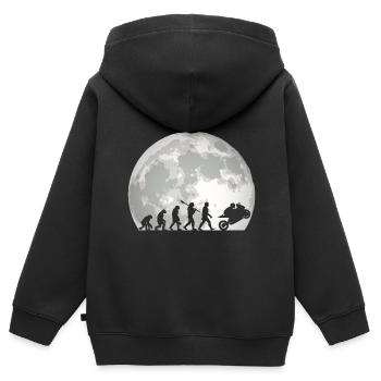 Moto Evolution Vintage Superbike Biker - Sweat Premium à capuche zippé enfant bio - noir - Dos - AI Model Kid Male (0cm)