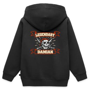 Pirat für Damian Piratenkopf Kostüm - Kinder Premium Organic Zip Hoodie - Schwarz - Hinten - AI Model Kid Male (0cm)
