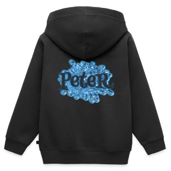 Cadeau pour Peter - Sweat Premium à capuche zippé enfant bio - noir - Dos - AI Model Kid Male (0cm)