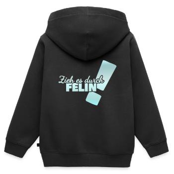 Geschenk für Felin - Kinder Premium Organic Zip Hoodie - Schwarz - Hinten - AI Model Kid Male (0cm)