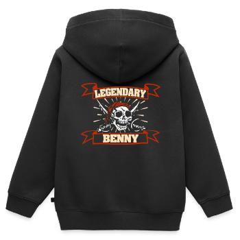 Piratenkopf Benny - Kinder Premium Organic Zip Hoodie - Schwarz - Hinten - AI Model Kid Male (0cm)