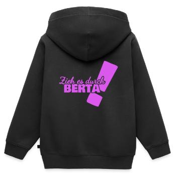 Vorname Berta - Kinder Premium Organic Zip Hoodie - Schwarz - Hinten - AI Model Kid Male (0cm)