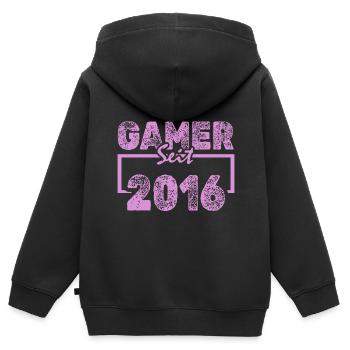 Spielen 2016 - Kinder Premium Organic Zip Hoodie - Schwarz - Hinten - AI Model Kid Male (0cm)