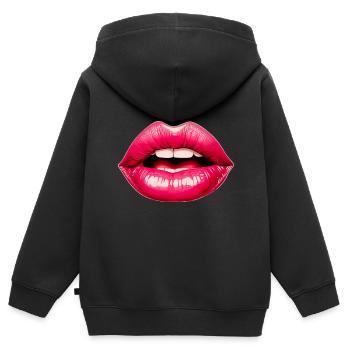 Sinnliche Lippen für einen Frauen und Männer - Kinder Premium Organic Zip Hoodie - Schwarz - Hinten - AI Model Kid Male (0cm)