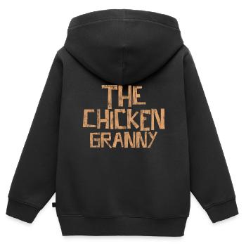 The Chicken Granny 3 - Kinder Premium Organic Zip Hoodie - Schwarz - Hinten - AI Model Kid Male (0cm)