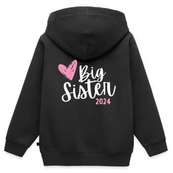 Ich werde große Schwester 2024 Herz Loading Süß - Kinder Premium Organic Zip Hoodie - Schwarz - Hinten - AI Model Kid Male (0cm)