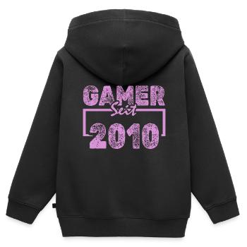 2010 - Kinder Premium Organic Zip Hoodie - Schwarz - Hinten - AI Model Kid Male (0cm)