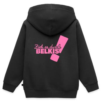 Belkis - Kinder Premium Organic Zip Hoodie - Schwarz - Hinten - AI Model Kid Male (0cm)