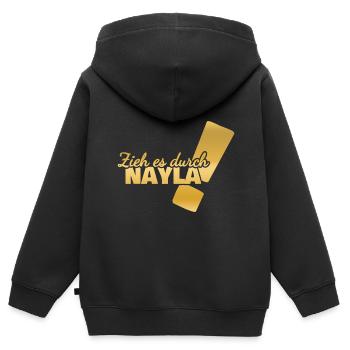 Vorname Nayla - Kinder Premium Organic Zip Hoodie - Schwarz - Hinten - AI Model Kid Male (0cm)