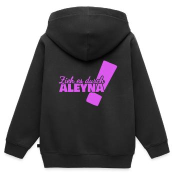 Aleyna - Kinder Premium Organic Zip Hoodie - Schwarz - Hinten - AI Model Kid Male (0cm)