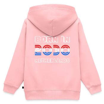 Born in 2030 - Kids Premium Organic Zip-up Hoodie - rose - Back - AI Model Kid Female (0cm)