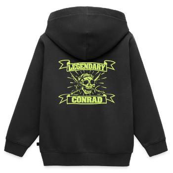 Fasching Conrad - Kinder Premium Organic Zip Hoodie - Schwarz - Hinten - AI Model Kid Male (0cm)