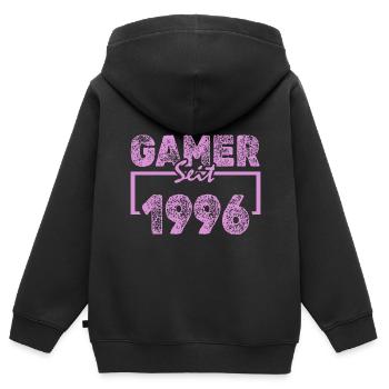 Jouer 1996 - Sweat Premium à capuche zippé enfant bio - noir - Dos - AI Model Kid Male (0cm)