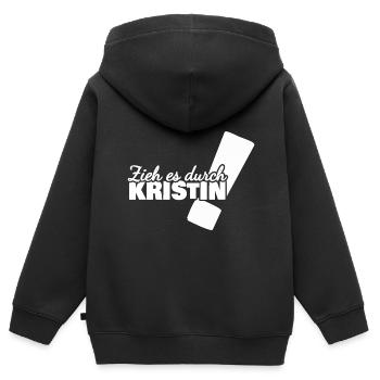 Kristin - Kinder Premium Organic Zip Hoodie - Schwarz - Hinten - AI Model Kid Male (0cm)