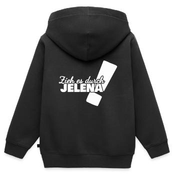 Geschenk für Jelena - Kinder Premium Organic Zip Hoodie - Schwarz - Hinten - AI Model Kid Male (0cm)