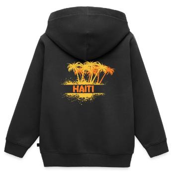 Haiti - Kinder Premium Organic Zip Hoodie - Schwarz - Hinten - AI Model Kid Male (0cm)