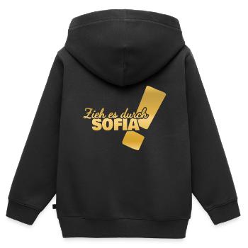 Sofia - Sweat Premium à capuche zippé enfant bio - noir - Dos - AI Model Kid Male (0cm)