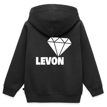 Levon comme noble - Sweat Premium à capuche zippé enfant bio - noir - Dos - AI Model Kid Male (0cm)