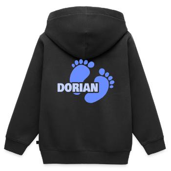 Geburt Dorian - Kinder Premium Organic Zip Hoodie - Schwarz - Hinten - AI Model Kid Male (0cm)