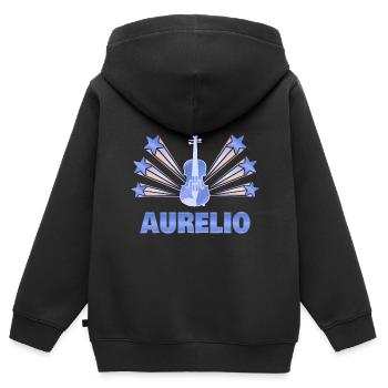 Aurelio als Musikinstrument - Kinder Premium Organic Zip Hoodie - Schwarz - Hinten - AI Model Kid Male (0cm)