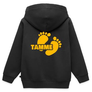 Geburt Tamme - Kinder Premium Organic Zip Hoodie - Schwarz - Hinten - AI Model Kid Male (0cm)