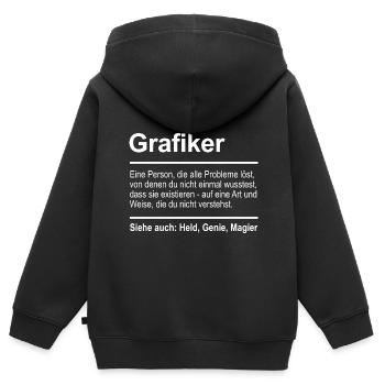 Grafiker - Kinder Premium Organic Zip Hoodie - Schwarz - Hinten - AI Model Kid Male (0cm)