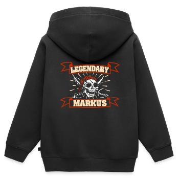 Vorname Markus - Kinder Premium Organic Zip Hoodie - Schwarz - Hinten - AI Model Kid Male (0cm)